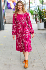 Sangria Fit & Flare Floral Print Midi Dress