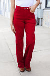 Judy Blue Heart Shaped High Rise Red Straight Leg Jeans