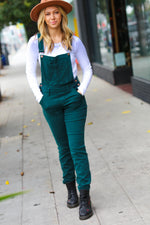 Feeling The Love Teal High Waist Denim Double Cuff Overalls