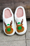 Holiday Reindeer Print Fleece Slippers (Copy)