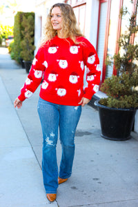 Santa Claus Sparkle Fuzzy Knit Sweater