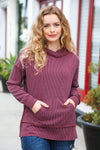 A New Day Burgundy Mineral Wash Rib Knit Hoodie