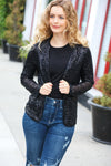 Be Your Own Star Black Sequin Open Blazer