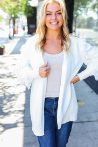 Beautiful You Ivory Fringe Detail Knit Cardigan