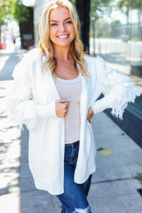 Beautiful You Ivory Fringe Detail Knit Cardigan