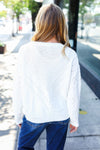 Casual Living White Loose Knit Henley Button Sweater