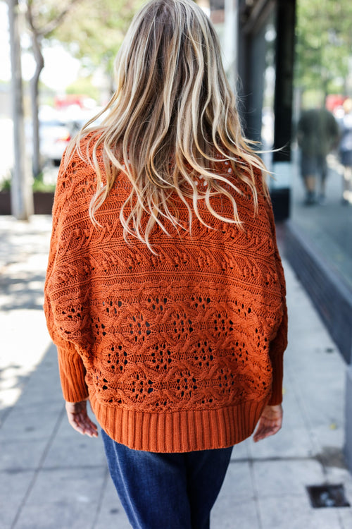 Rust Cable Dolman Bolero Open Cardigan