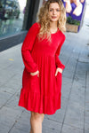 Lady In Red Hacci Fit & Flare Ruffle Dress