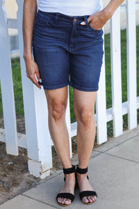 Judy Blue Dark Wash High Rise V-Front Shorts