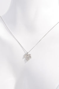 925 Sterling Silver Zircon Maple Leaf Necklace