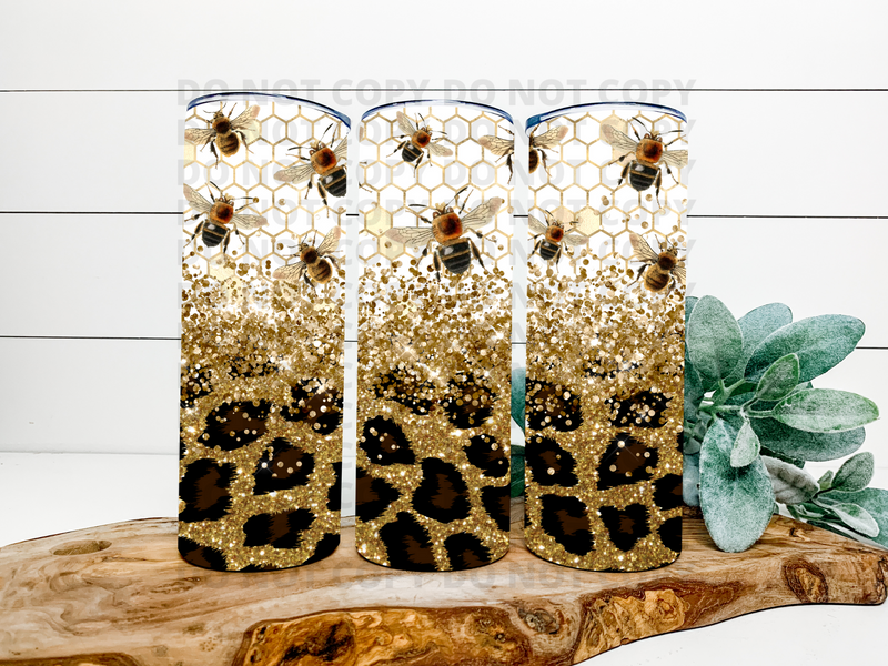 Bee Gold Glitter Stainless Steel Tumbler