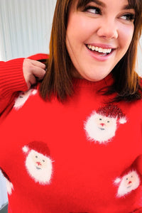 Santa Claus Sparkle Fuzzy Knit Sweater