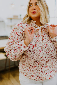 Stella Notched Neck Floral Long Sleeve Blouse