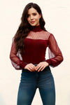 Smocked Mock Neck Long Sleeve Bodysuit