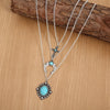 Artificial Turquoise Alloy Three-Layered Necklace