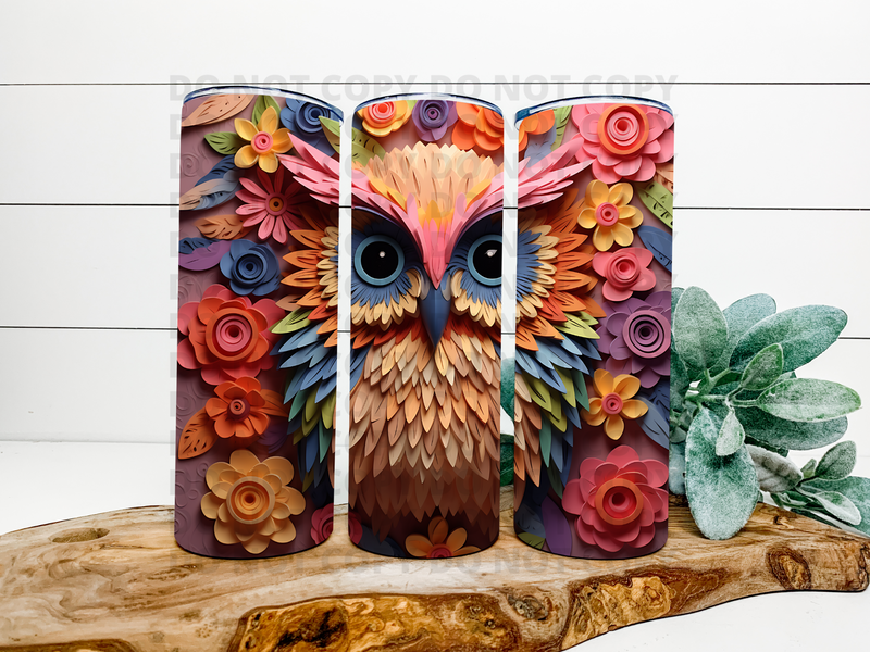Colorful Owl Paper 3D Tumbler